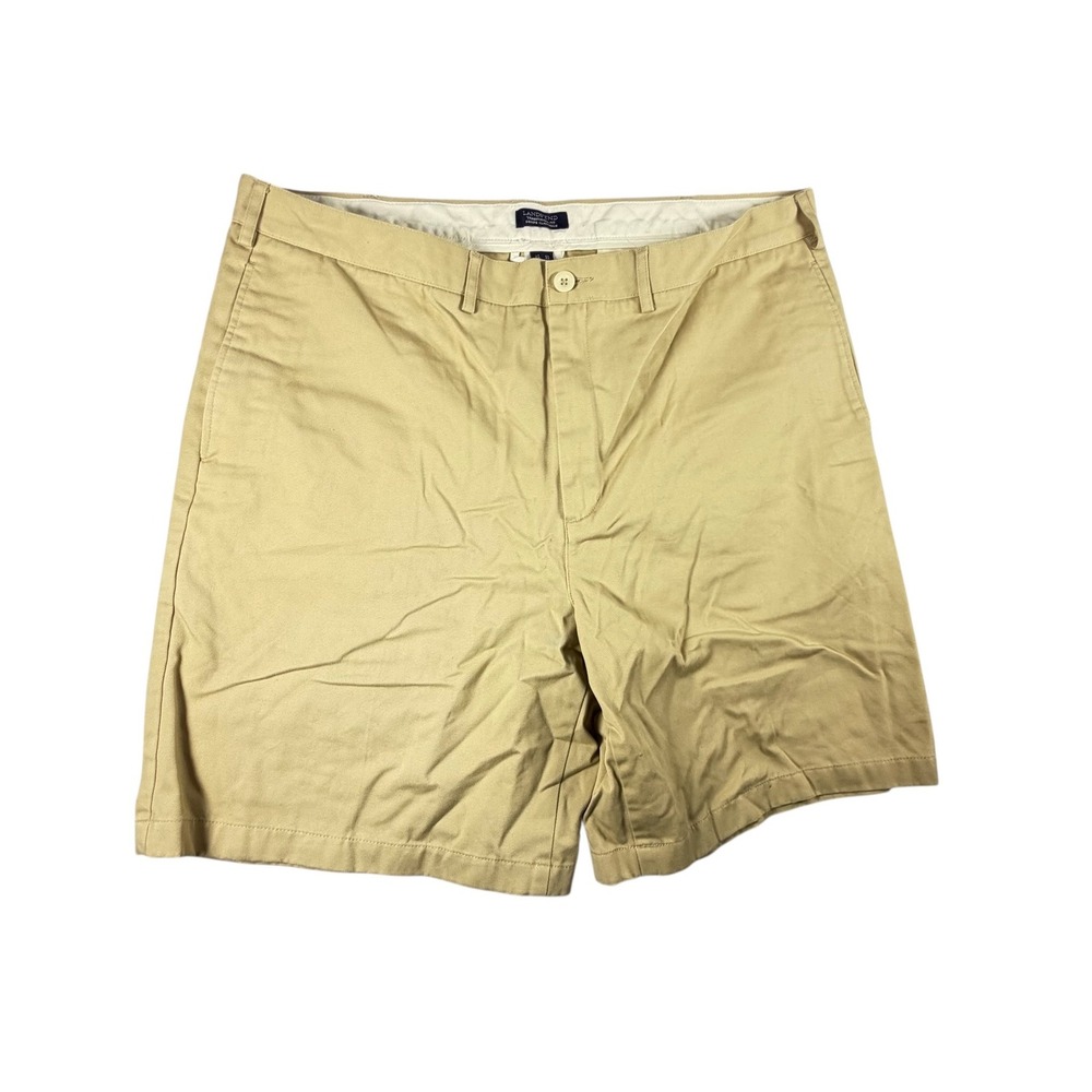 Lands' End Chino Shorts Mens 42 Tan Good Traditional Fit Cotton Twill Flat Front - Picture 2 of 5
